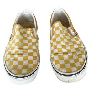 VANS men’s Mustard yellow check Off the Wall  slip on Streetwear Y2K Grunge 8.5